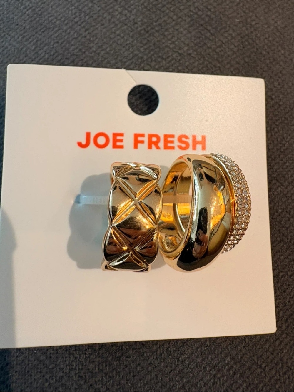 Joe Fresh Gold Tone 3-Piece Ring Set Size 7 Jewelry Gift